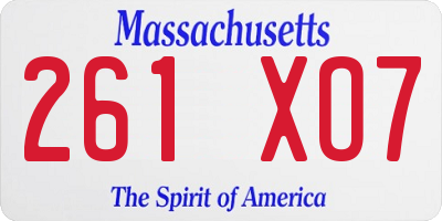 MA license plate 261XO7