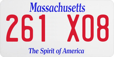 MA license plate 261XO8