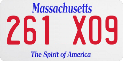 MA license plate 261XO9