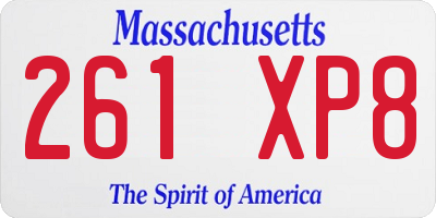 MA license plate 261XP8
