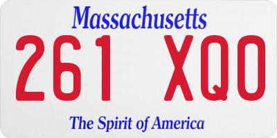 MA license plate 261XQ0