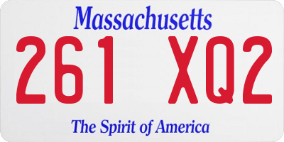 MA license plate 261XQ2