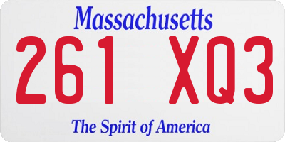 MA license plate 261XQ3