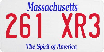 MA license plate 261XR3