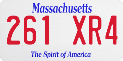 MA license plate 261XR4