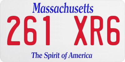 MA license plate 261XR6