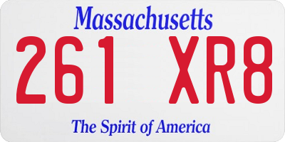 MA license plate 261XR8