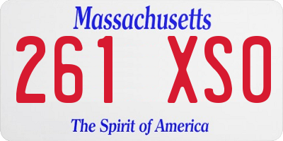 MA license plate 261XS0