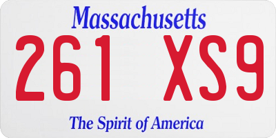 MA license plate 261XS9