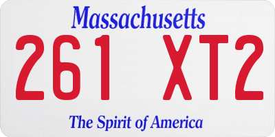 MA license plate 261XT2