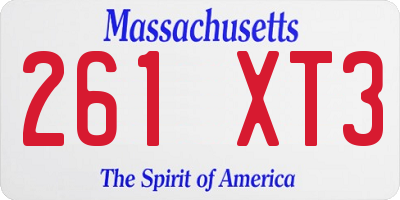 MA license plate 261XT3