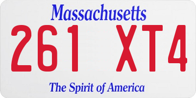 MA license plate 261XT4