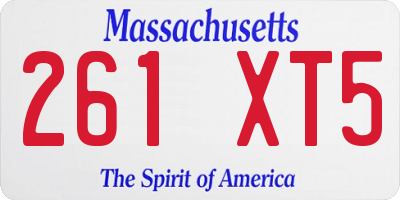 MA license plate 261XT5