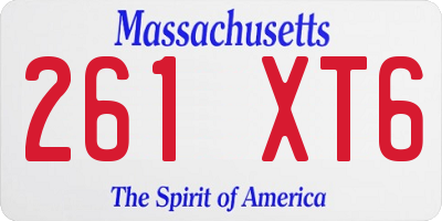 MA license plate 261XT6
