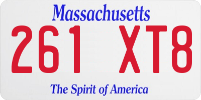 MA license plate 261XT8