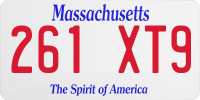 MA license plate 261XT9