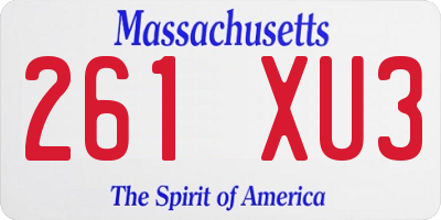 MA license plate 261XU3