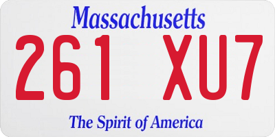 MA license plate 261XU7