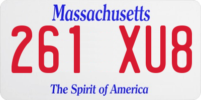 MA license plate 261XU8