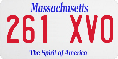 MA license plate 261XV0