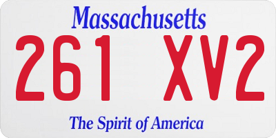MA license plate 261XV2
