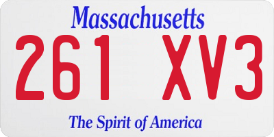 MA license plate 261XV3
