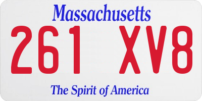 MA license plate 261XV8