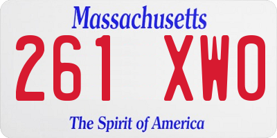 MA license plate 261XW0