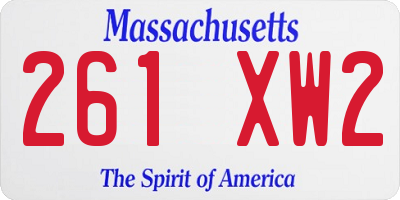 MA license plate 261XW2