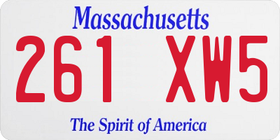 MA license plate 261XW5