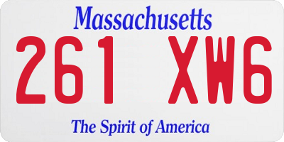 MA license plate 261XW6