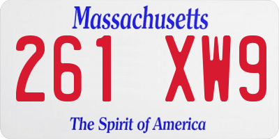 MA license plate 261XW9