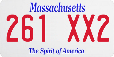MA license plate 261XX2