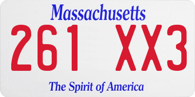 MA license plate 261XX3