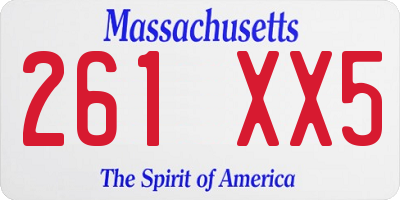 MA license plate 261XX5