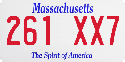 MA license plate 261XX7