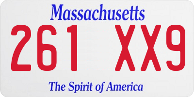 MA license plate 261XX9