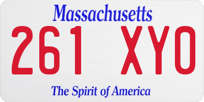 MA license plate 261XY0