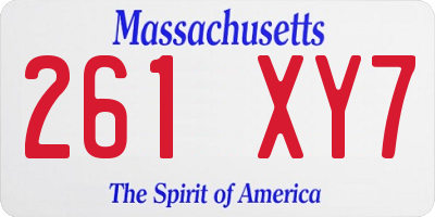 MA license plate 261XY7