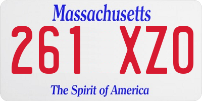MA license plate 261XZ0