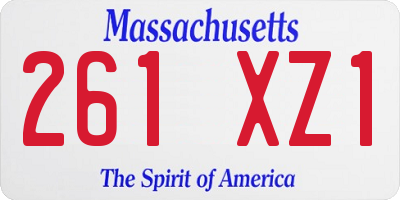 MA license plate 261XZ1
