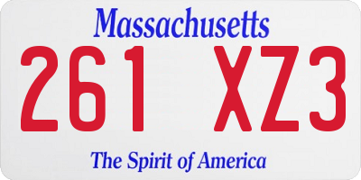 MA license plate 261XZ3