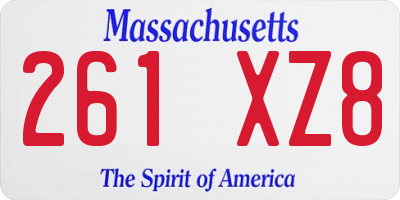 MA license plate 261XZ8