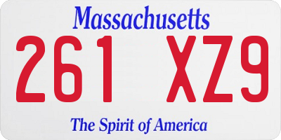 MA license plate 261XZ9