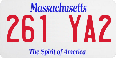 MA license plate 261YA2