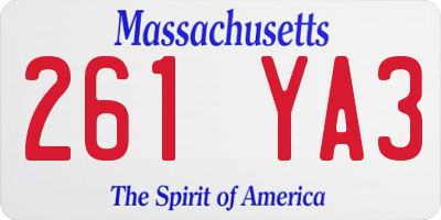 MA license plate 261YA3