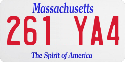 MA license plate 261YA4
