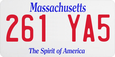 MA license plate 261YA5