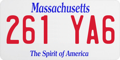 MA license plate 261YA6