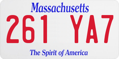 MA license plate 261YA7